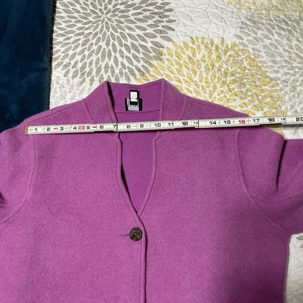 EUC Eileen Fisher Lambswool Cotton Single Button Lilac/Purple Jacket L